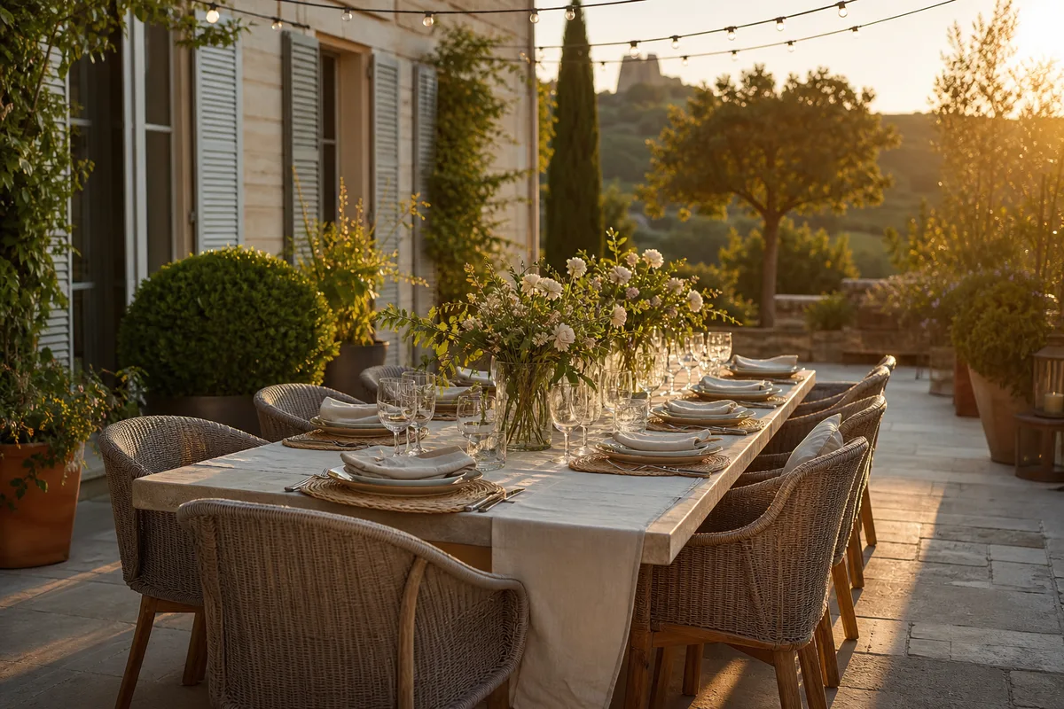 Tables d'extérieur pour recevoir : matière et taille